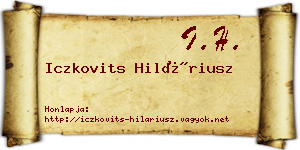 Iczkovits Hiláriusz névjegykártya